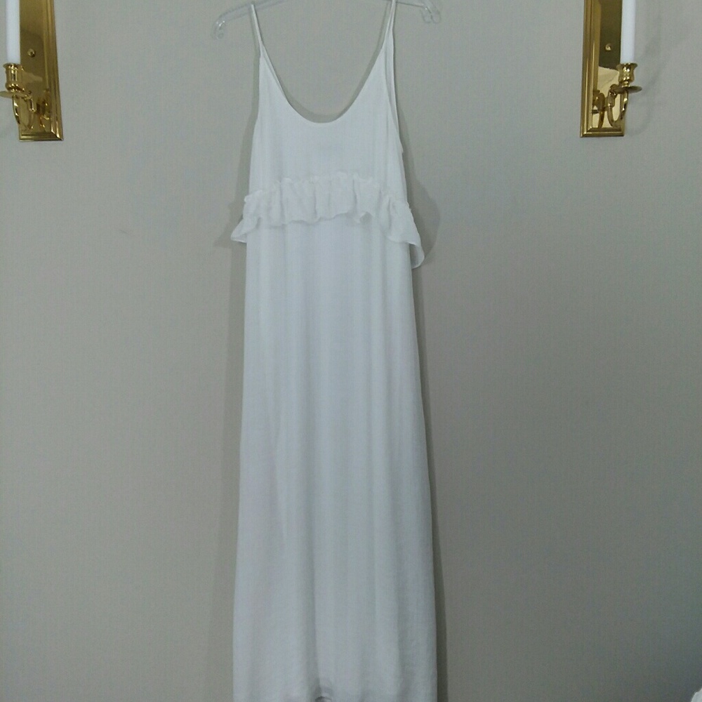 Zara Gauzy White Maxi Dress Size M